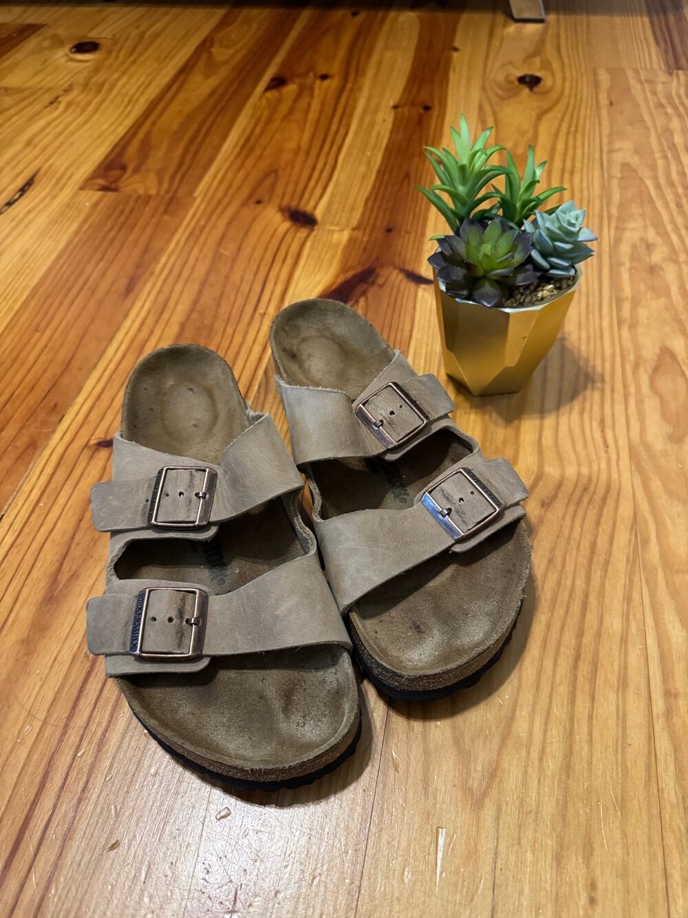 Birkenstock Arizona Sandals Tan Soft Leather Men’s SIZE 43